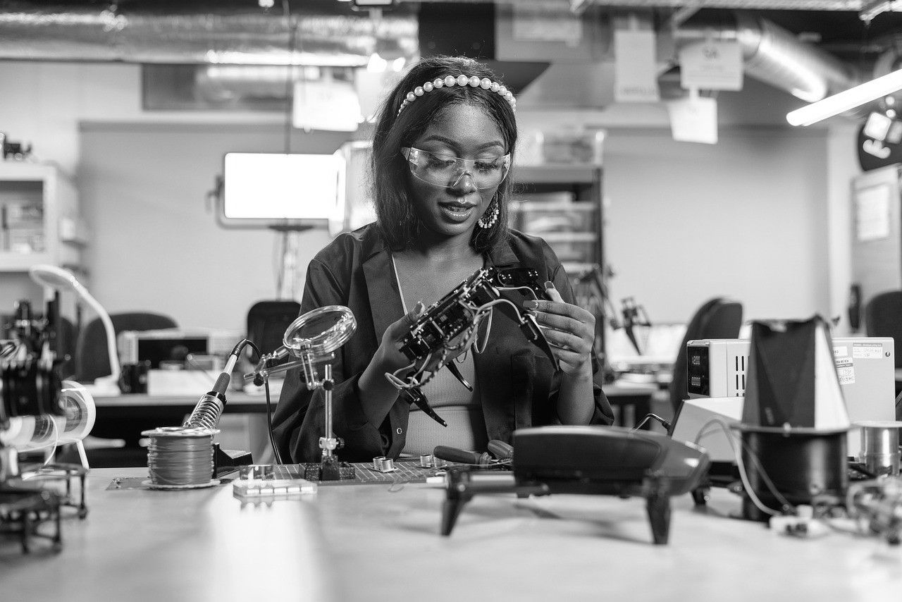 Person working at a desk in an office