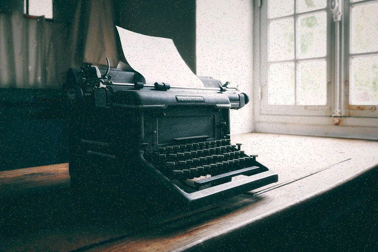 Vintage typewriter by a window